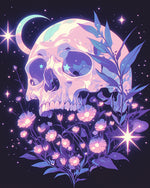 Cosmic skull with blooms cross stitch kit for beginners