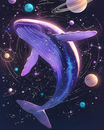 Cosmic space whale cross stitch kit for beginners
