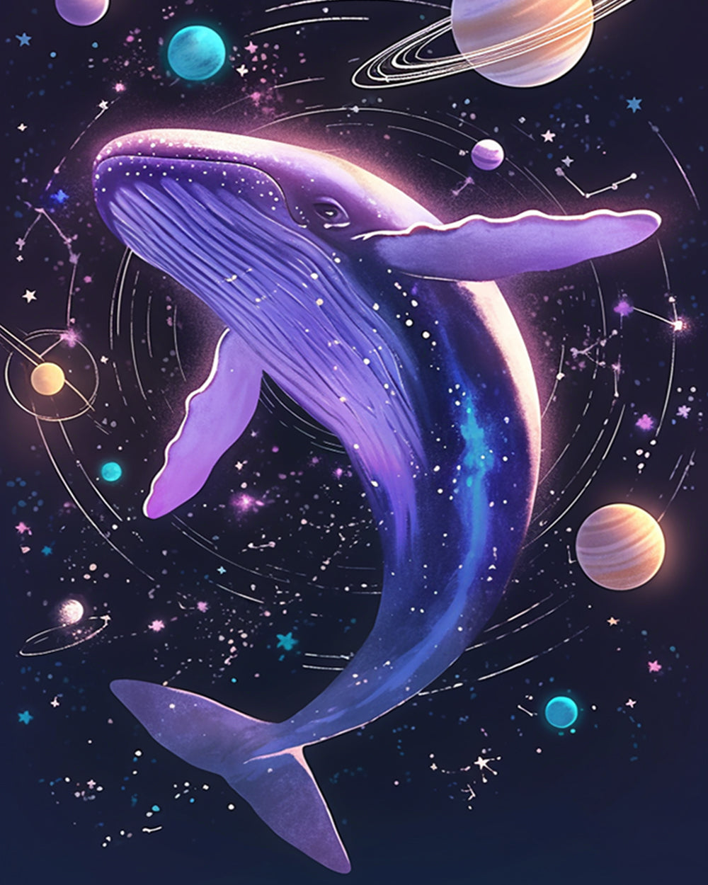 Cosmic space whale cross stitch kit for beginners