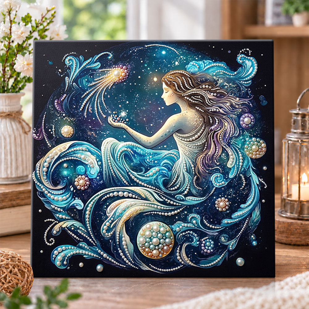 Cosmic starry mermaid pearl diamond painting kit for beginners