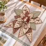 Country horse handmade quilted bow displayed on a table as seasonal home decor