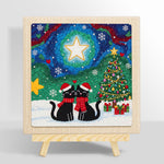 Couple black cats xmas punch needle kit for beginners