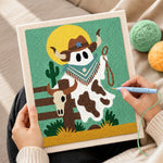 Creating handmade cowboy ghost with lasso punch needle artwork