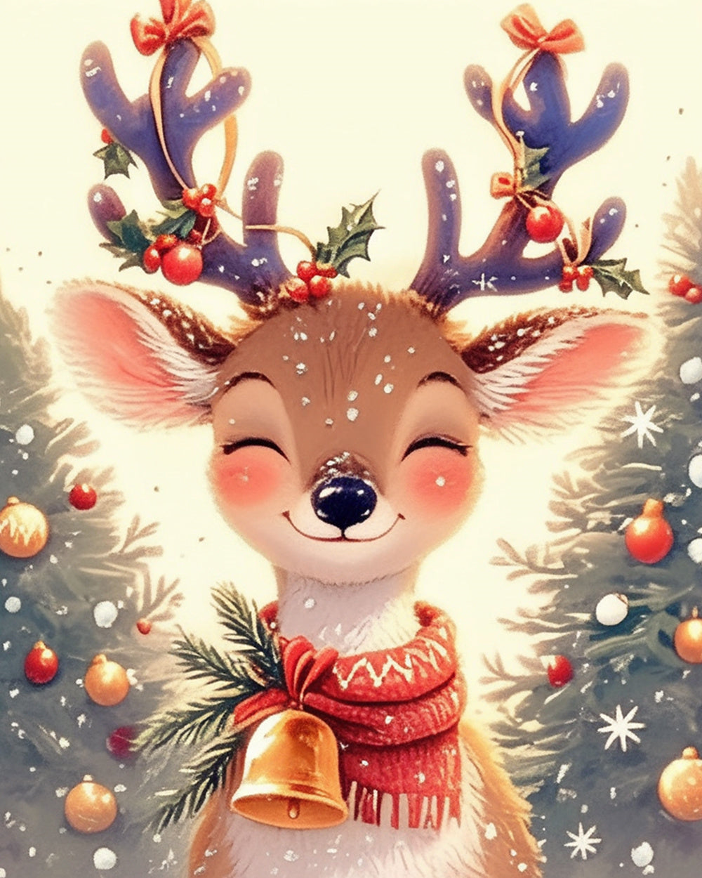 Cozy christmas fawn cross stitch kit for beginners