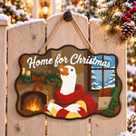 Cozy christmas indoors paint by numbers door hanger on a garden gate