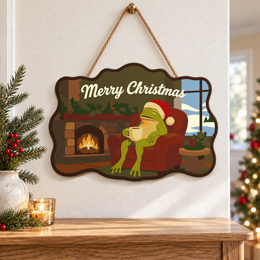 Cozy fireplace frog paint by numbers door hanger as indoor wall decor