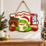 Cozy frog holiday paint by numbers door hanger as indoor wall decor