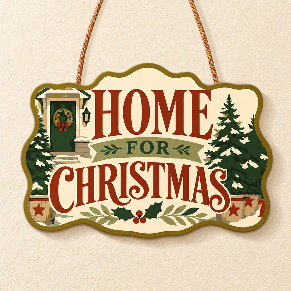 Cozy home christmas paint by numbers door hanger finished design