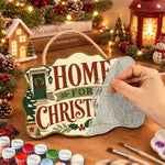 Cozy home christmas paint by numbers door hanger painting process