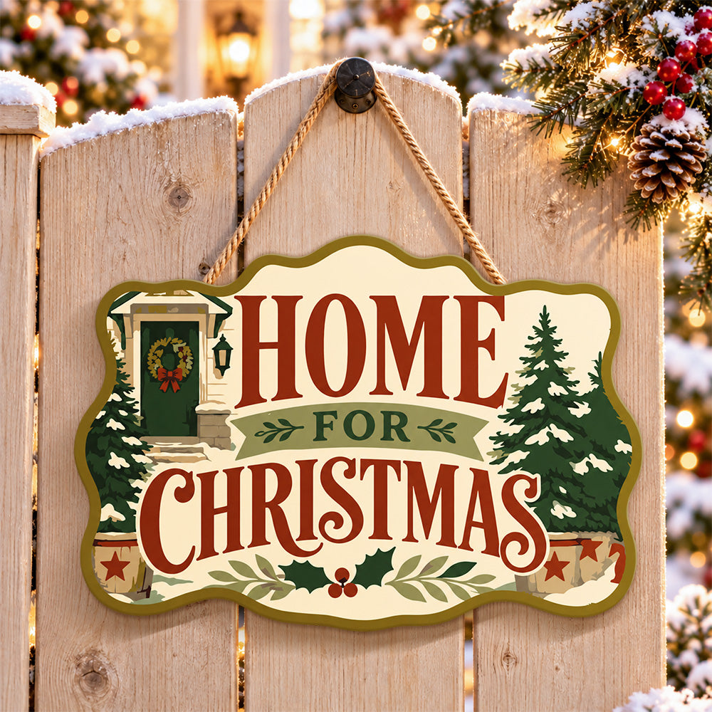Cozy home christmas paint by numbers door hanger on a garden gate