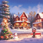 Cozy winter christmas town cross stitch kit for beginners