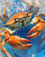 Crab in ocean water cross stitch kit for beginners