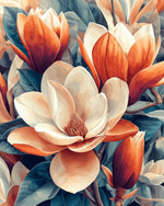Creamy magnolia blooms cross stitch kit for beginners