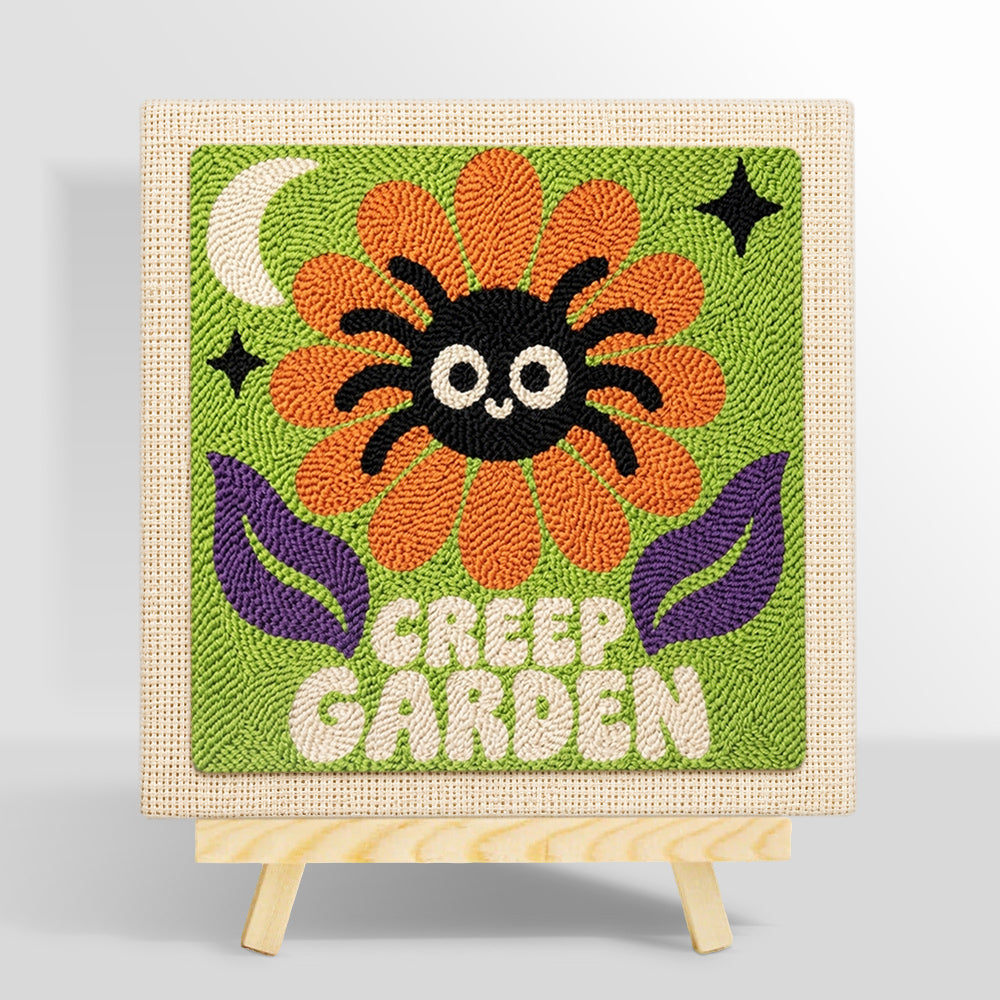 Creep garden spider flower punch needle kit for beginners