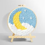 Crescent moon and stars punch needle kit for beginners