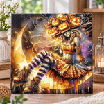 Crescent moon fantasy lady pearl diamond painting kit for beginners