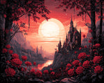 Crimson rose castle cross stitch kit for beginners