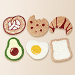 Croissant, toast and egg punch needle coaster kit finished handmade coasters