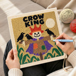 Creating handmade crow king scarecrow punch needle artwork