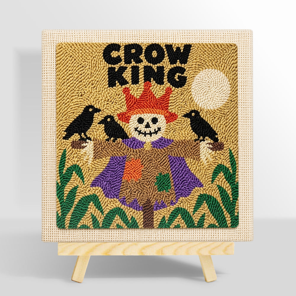 Crow king scarecrow punch needle kit for beginners