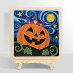 Crown pumpkin in starry night punch needle kit for beginners