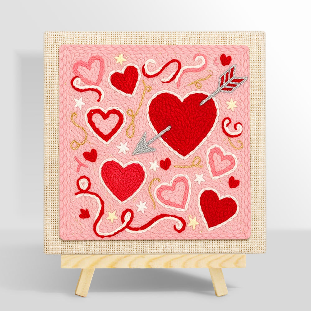 Cupid's arrow target heart punch needle kit for beginners