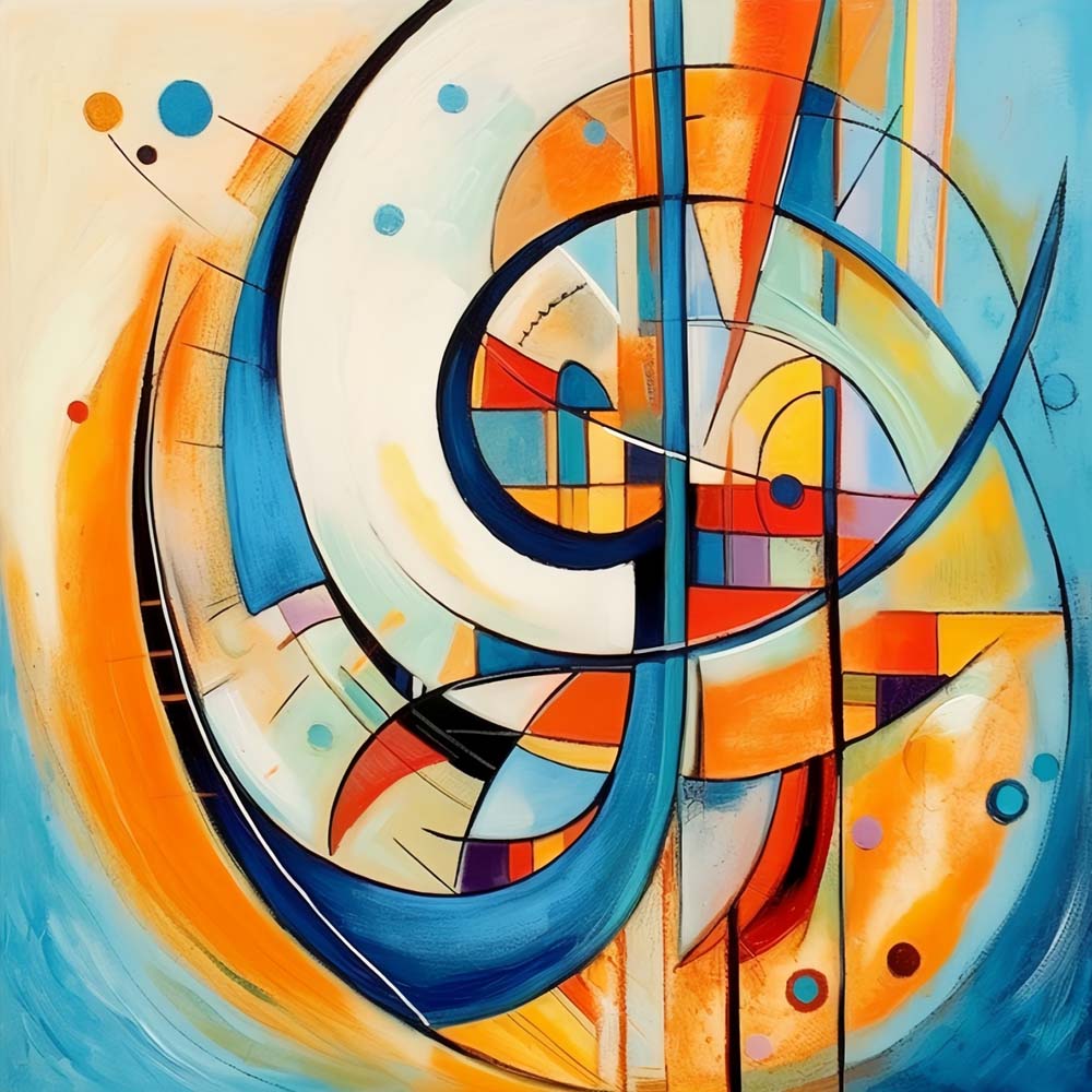Curved abstract composition cross stitch kit for beginners