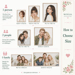 Custom cross stitch size guide for choosing the right size based on your photo and subject