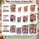 Custom diamond painting canvas size guide for choosing the right size based on people and pets in your photo