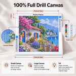 100 percent full drill custom diamond painting canvas with size guide and color list details