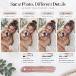Comparison of original photo and 24, 36, and 48 color custom paint by numbers options