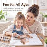 Mother and child enjoying a custom paint by numbers project together