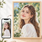 Personal photo turned into a finished custom paint by numbers portrait
