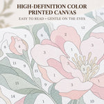 Close-up of the high-definition color printed canvas for custom paint by numbers