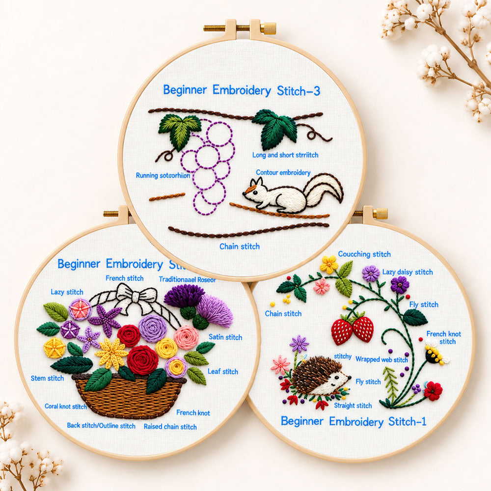 Cute animal themed stitch work embroidery kit