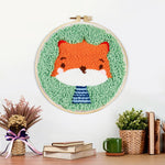 Finished cute baby fox artwork displayed on a wall