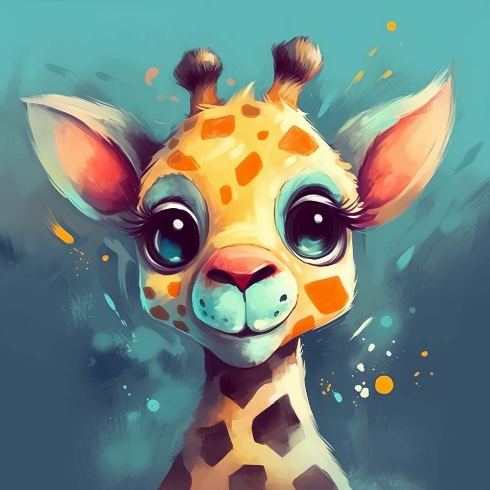 Cute baby giraffe portrait cross stitch kit for beginners
