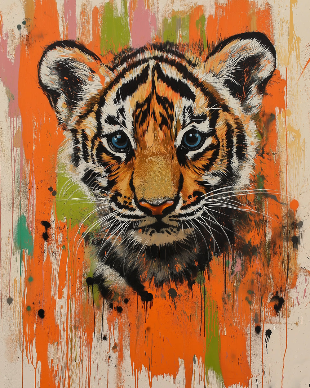 Cute baby tiger cub cross stitch kit for beginners