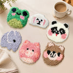 Cute blush cheek animals punch needle coasters used for home decoration