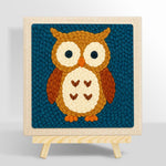 Cute brown owl punch needle kit for beginners