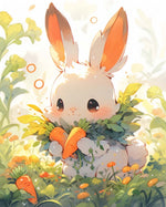 Cute cartoon rabbit holding carrots cross stitch kit for beginners