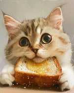 Cute cat with toast cross stitch kit for beginners