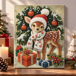 Cute christmas fawn with scarf pearl diamond painting kit for beginners