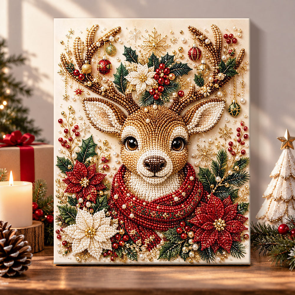 Cute christmas reindeer pearl diamond painting kit for beginners