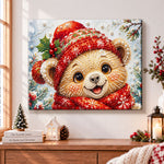 Cute christmas teddy bear pearl diamond painting kit for beginners