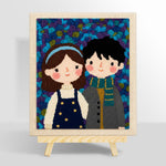 Cute couple and some flowers punch needle kit for beginners