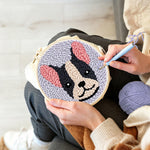 Creating handmade cute dog punch needle artwork