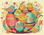 Cute easter chicks and decorated eggs cross stitch kit for beginners