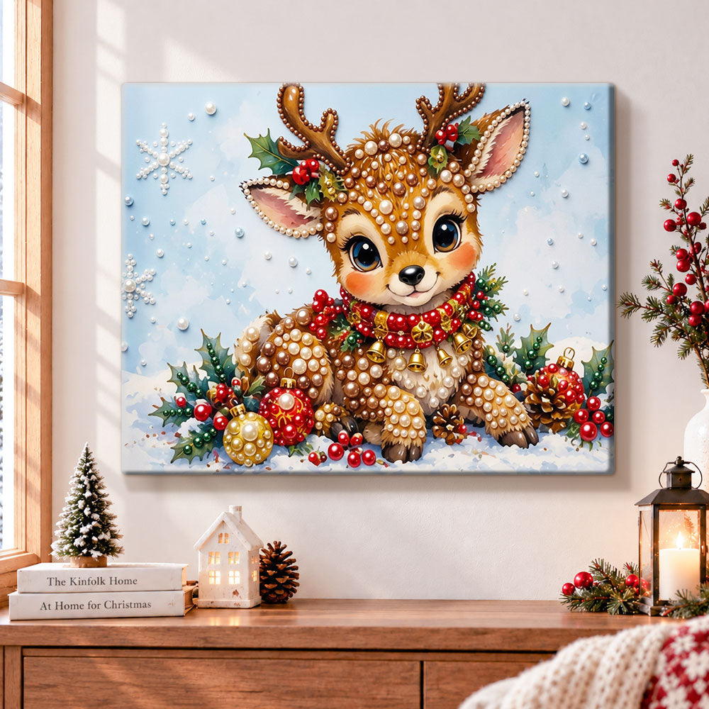 Cute festive reindeer pearl diamond painting kit for beginners