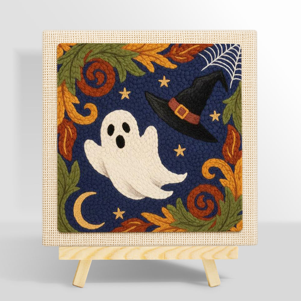 Cute ghost and witch hat design punch needle kit for beginners